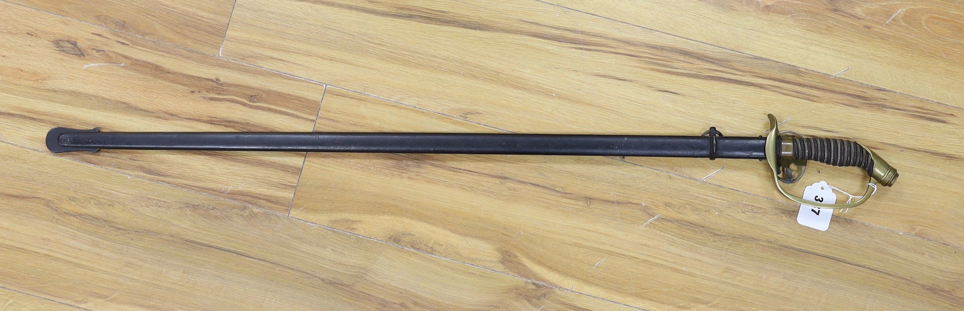 A late 19th century Imperial German/Prussian infantry officer's sabre and scabbard 97cm total length